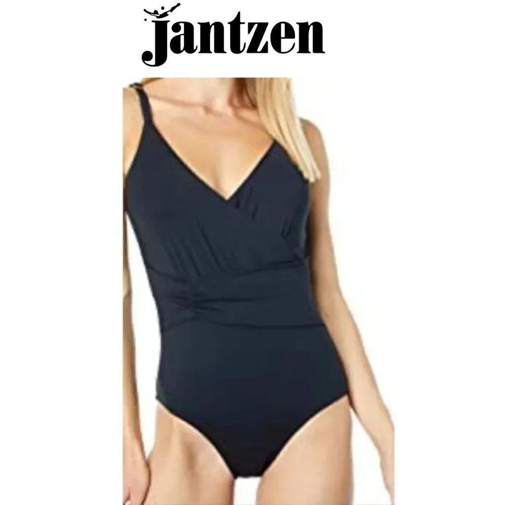 🆕Jantzen Classics Women's One Piece Black surplus Stretch rushing swimsu…